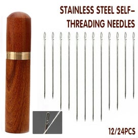 Listing 2 of 5 for Hod Health & Home Stainless Steel Self-Threading Needles Opening Sewing Darning