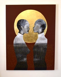 Listing 3 of 10 for THE MAORI LEGEND OF HIMEOMA AND TUTANEKAI - GOLD LEAF - EXTRA LARGE - ORIGINAL