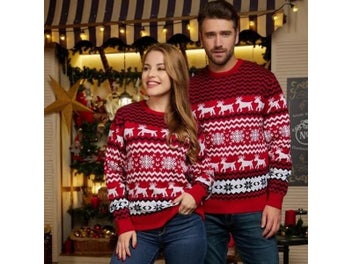 Listing 4 of 11 for Family Matching Christmas Sweater Jacquard Knitwear Allover Print