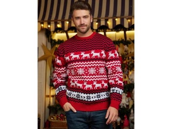 Listing 6 of 11 for Family Matching Christmas Sweater Jacquard Knitwear Allover Print