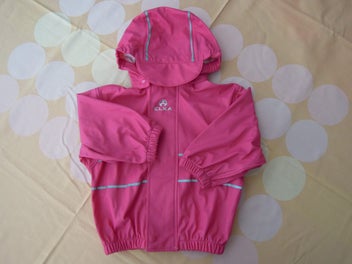 Listing 7 of 9 for RAINCOAT Rain Jacket ELKA Rainwear pink Made in Denmark Sz 80 / 09-12 months