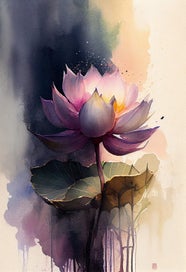 Listing 1 of 3 for Framed $1 RESERVE 1 Panel Canvas Art Print - Purple Lotus
