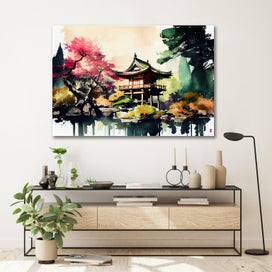Listing 4 of 4 for Framed $1 RESERVE 1 Panel Canvas Art Print - Japanese Art