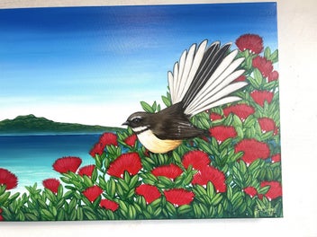Listing 2 of 2 for Fantail & Pohutukawa Bloom - Rangitoto View by SHANE