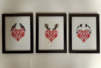 Listing 4 of 4 for "Native Bird Trio" Piwakawaka, Tui & Kereru