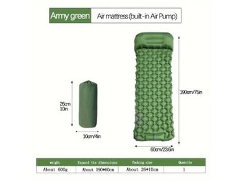 Listing 7 of 9 for Ultralight Outdoor Camping Inflatable Mattress With Built-in Pump And Pillows