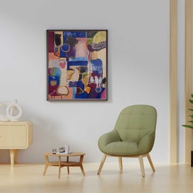 Listing 5 of 10 for ORIGINAL ACRYLIC MIXED MEDIA ABSTRACT PAINTING - What is Love?