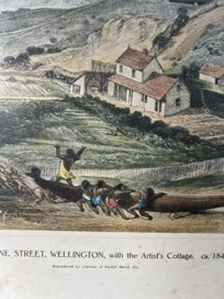 Listing 4 of 10 for 1967 print ,HAWKSTONE STREET ,WELLINGTON with the artist cottage. DAMAGED!!!!