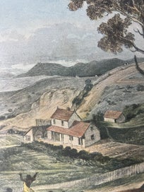 Listing 5 of 10 for 1967 print ,HAWKSTONE STREET ,WELLINGTON with the artist cottage. DAMAGED!!!!