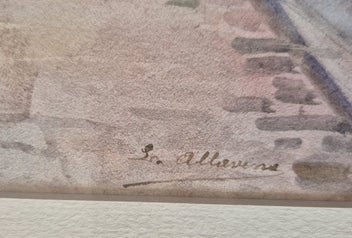 Listing 3 of 3 for Luigi Allavena (1878–1959) – Original Signed Watercolour – Italian Village Alley