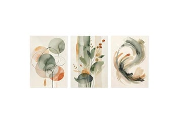 Listing 1 of 10 for 3-Piece Abstract Watercolor Wall Art For Living Room