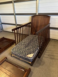 Listing 9 of 9 for Touch Wood NZ Adjustable Baby Cot + Trundle + Mattress + 2 NEW Protectors