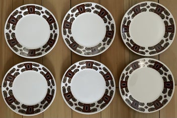 Listing 4 of 5 for J & G MEAKIN MID-CENTURY SIDE PLATES x6 - 'MAORI' PATTERN