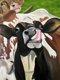 Listing 4 of 5 for Large 122x91 cm original oil painting ‘Joyful Gathering’