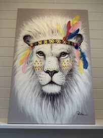 Listing 1 of 3 for Stunning Lion painted canvas 90x60cm