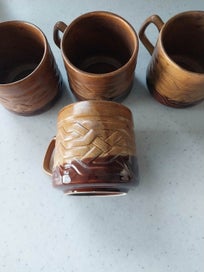 Listing 2 of 3 for Four brown Orzel basketweave coffee cups