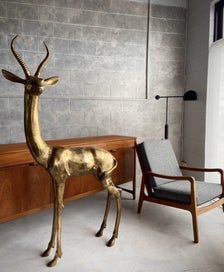 Listing 4 of 8 for — Large Mid Century Brass Gazelle —
