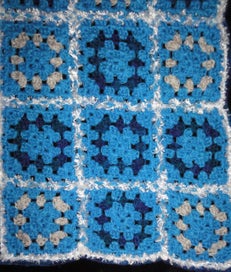 Listing 3 of 3 for Crocheted blue and white blanket 110 x 90cm