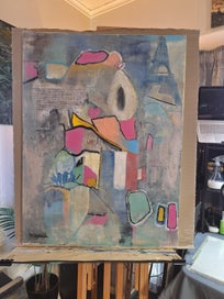 Listing 3 of 11 for ORIGINAL ACRYLIC MIXED MEDIA ABSTRACT PAINTING - Letters From Paris