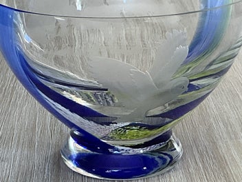 Listing 3 of 8 for Caithness large owl etched swirl glass bowl
