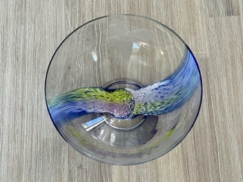 Listing 7 of 8 for Caithness large owl etched swirl glass bowl