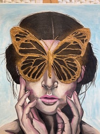 Listing 3 of 4 for ‘Butterfly Girl’ original oil painting on canvas