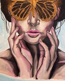Listing 4 of 4 for ‘Butterfly Girl’ original oil painting on canvas