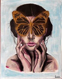 Listing 2 of 4 for ‘Butterfly Girl’ original oil painting on canvas