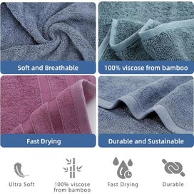 Listing 8 of 10 for 6 PCs Bamboo Washcloths Hand Towels Set - Super Soft Absorbent Hypo-Allergenic
