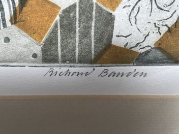 Listing 3 of 7 for Richard Bawden (b.1936) Signed, 30/150 Aquatint "Flowers & Patchwork" > Framed