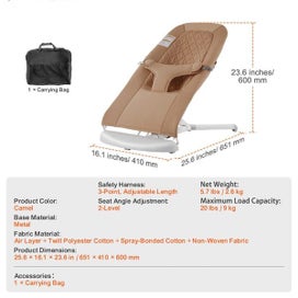 Listing 7 of 11 for New Baby Bouncer Folding Bouncer Seat Chair for Babies with 2 Reclining Angles