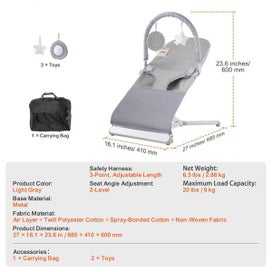 Listing 7 of 11 for New Baby Bouncer Folding Bouncer Seat Chair for Babies 0-9 Months with Toy Bar