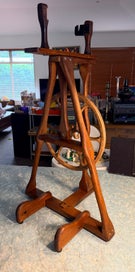 Listing 4 of 13 for Retro Wooden Spinning Wheel NZ Metal Wheel A Frame - Varmly Design