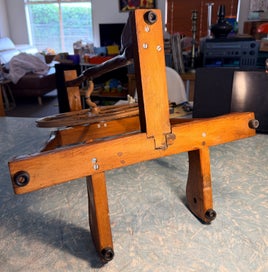 Listing 6 of 13 for Retro Wooden Spinning Wheel NZ Metal Wheel A Frame - Varmly Design