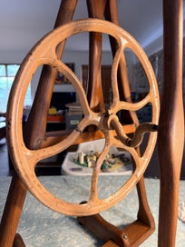 Listing 7 of 13 for Retro Wooden Spinning Wheel NZ Metal Wheel A Frame - Varmly Design