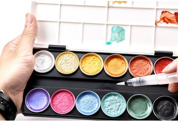 Listing 2 of 5 for 12Color Metallic Watercolor Paint Set With Water Brush for Painting Water Color