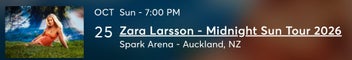 Listing 4 of 4 for ZARA LARSSON - MIDNIGHT SUN TOUR 2026 tickets Sun, 25 Oct 2026, 19:00