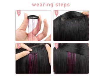Listing 7 of 9 for 12Pcs Glitter Tinsel Clip In Hair Extensions For Kids Girls Women