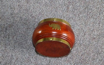 Listing 4 of 5 for Vintage Wooden & Brass Elephant Bowl / Incense Burner