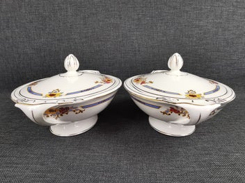 Listing 4 of 19 for 2 Lidded Tureens by J & G Meakin Bedford Art Deco Floral Design w gold trim