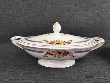 Listing 6 of 19 for 2 Lidded Tureens by J & G Meakin Bedford Art Deco Floral Design w gold trim