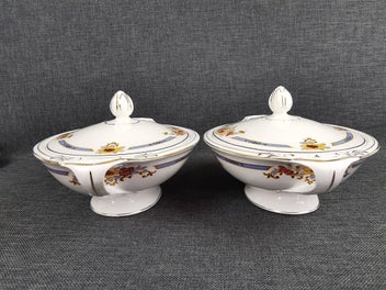 Listing 7 of 19 for 2 Lidded Tureens by J & G Meakin Bedford Art Deco Floral Design w gold trim