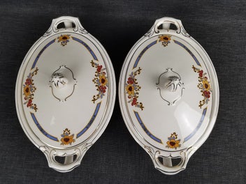 Listing 8 of 19 for 2 Lidded Tureens by J & G Meakin Bedford Art Deco Floral Design w gold trim