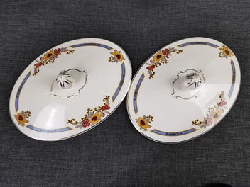Listing 10 of 19 for 2 Lidded Tureens by J & G Meakin Bedford Art Deco Floral Design w gold trim