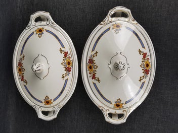 Listing 17 of 19 for 2 Lidded Tureens by J & G Meakin Bedford Art Deco Floral Design w gold trim