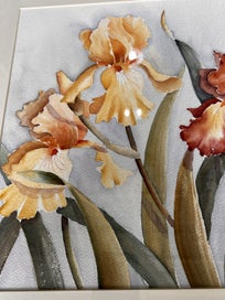 Listing 4 of 7 for Immaculate watercolour of Irises by well known watercolourist Betty Oakes -
