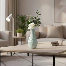 Listing 2 of 5 for ANYDECO Flower Vase Light Green Small Wave Lines Pattern Nordic Pot Home Decor