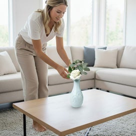 Listing 3 of 5 for ANYDECO Flower Vase Light Green Small Wave Lines Pattern Nordic Pot Home Decor