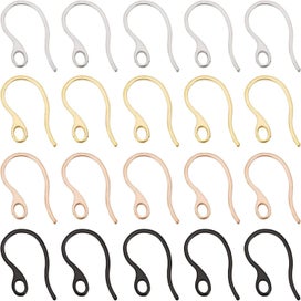 Listing 1 of 4 for 80Pcs 4 Colors Stainless Steel Earring Hooks Curved Fish Hook Ear Wires Hyp