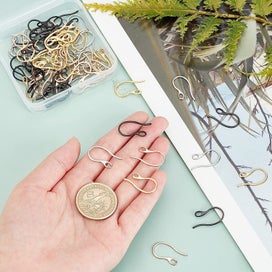 Listing 2 of 4 for 80Pcs 4 Colors Stainless Steel Earring Hooks Curved Fish Hook Ear Wires Hyp